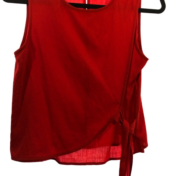 Greylin size XS red faux wrap sleeveless top shirt - Picture 2 of 6